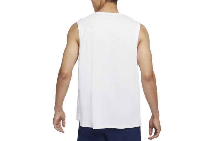 Men's Nike Solid Color Logo Quick Dry Breathable Sports Training Vest White CZ1185-100
