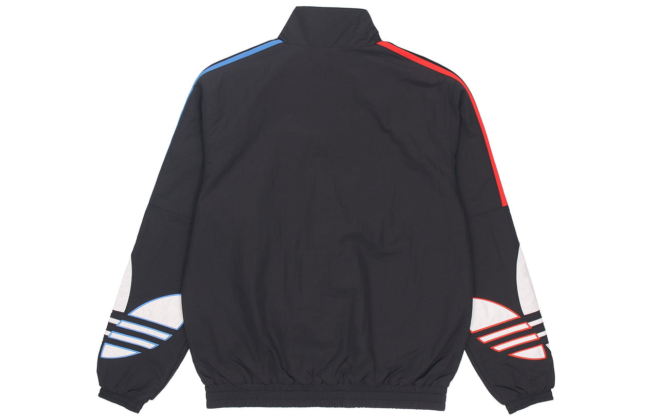adidas originals Tricol Tt Embroidered Logo Stand Collar Sports Jacket Black GN3582