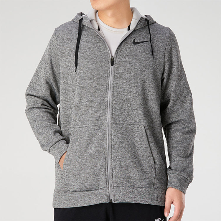 Men's Nike Therma Casual Sports Cardigan Training Fleece Lined Hooded Jacket Gray CU6232-063
