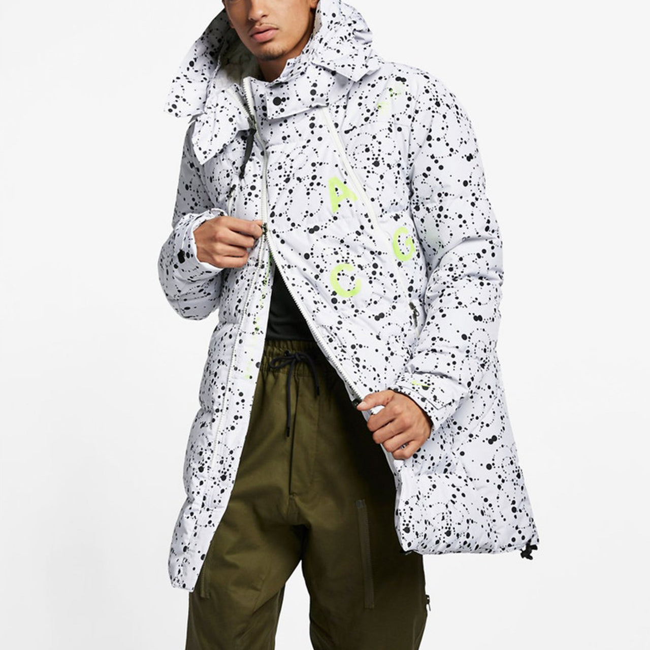 Men's Nike Lab Acg Down-fill Hooded Down Jacket 'White Black' AQ3517-100