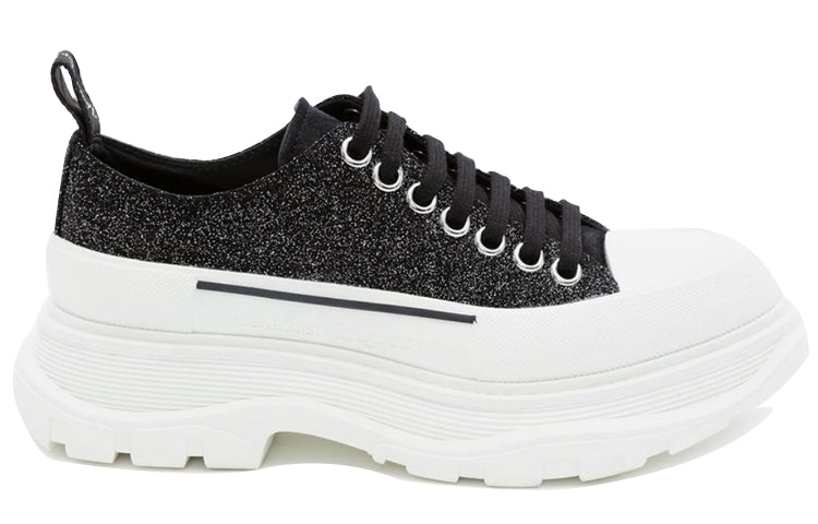 (WMNS) Alexander McQueen Tread Slick Lace Up Low 'Galaxy Black' 633902WHW571027