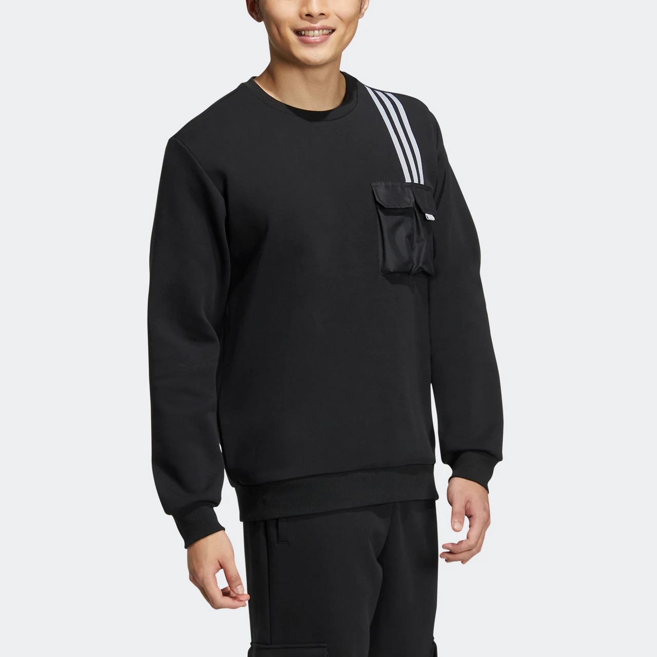 Men's adidas neo Classic Chest Sports Long Sleeves Black HM2019