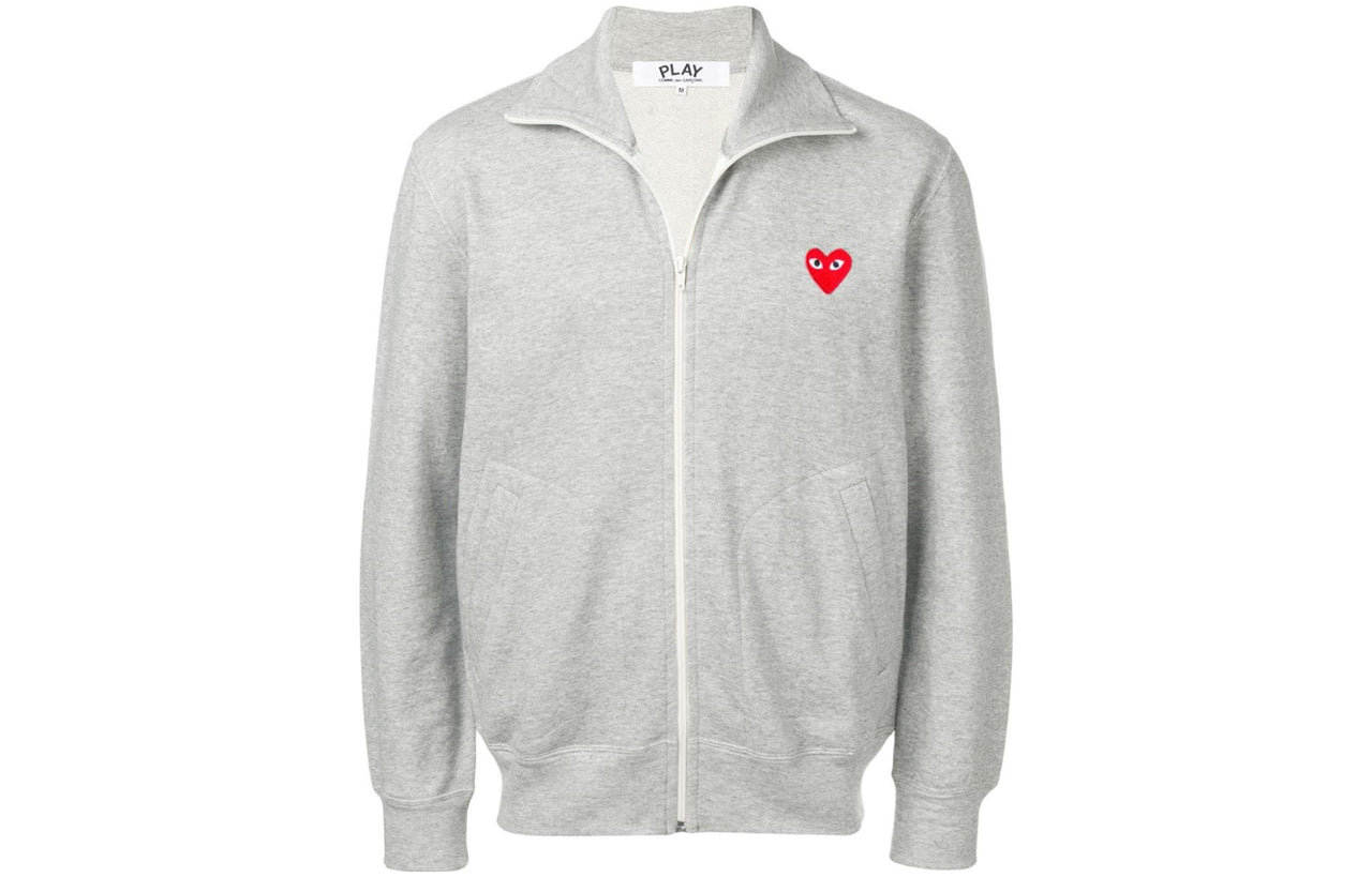 COMME des GARCONS PLAY Full Zip Sweatshirt Red Emblem 'Grey' P1T-252-3