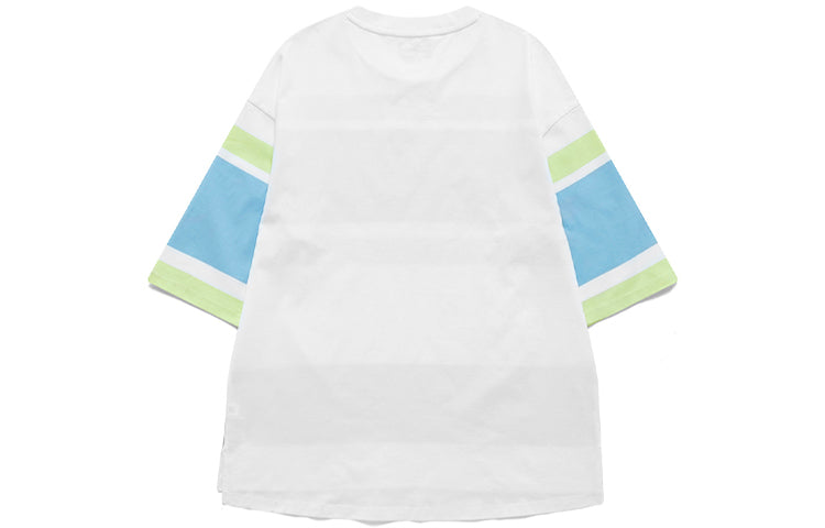 FILA FUSION Stripe Loose Knit Short Sleeve White T11M125117F-WT
