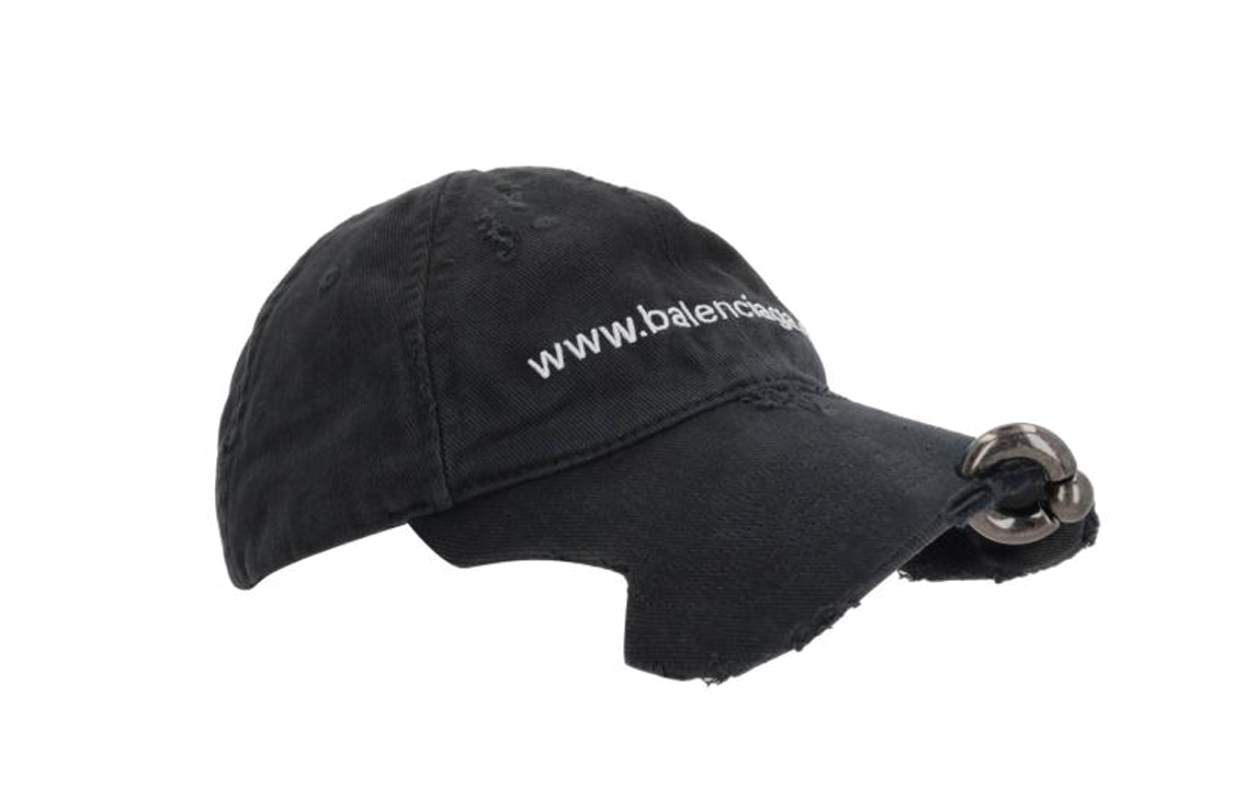 Balenciaga Bal.com Front Piercing Cap 'Black Faded' 750716410B21071