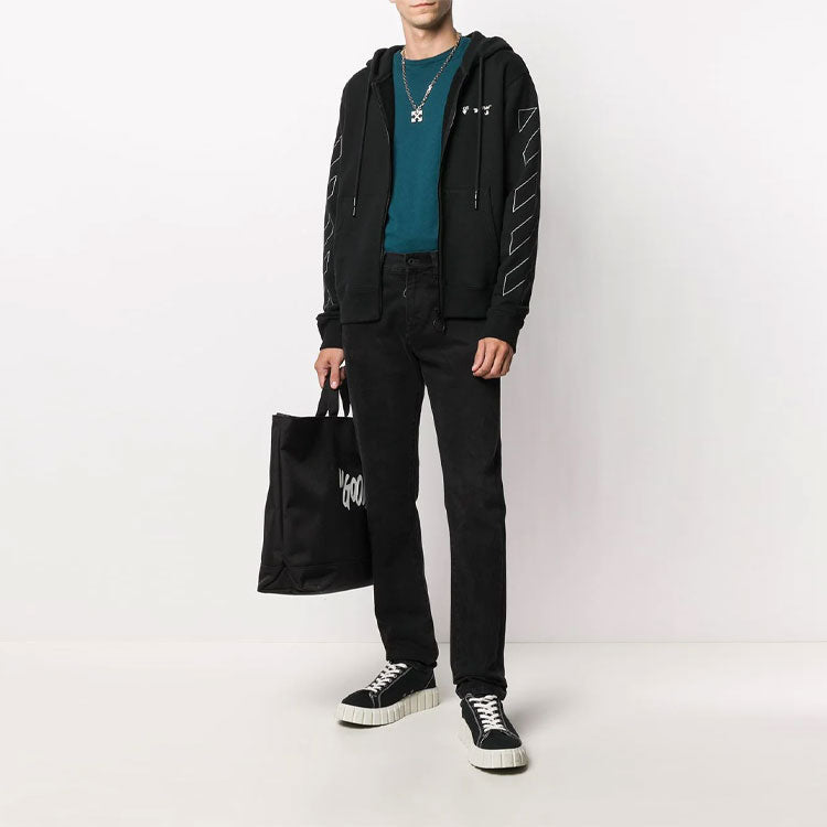 Off-White Diag Zipper Hooded Jacket Black OMBE001F20FLE0011001