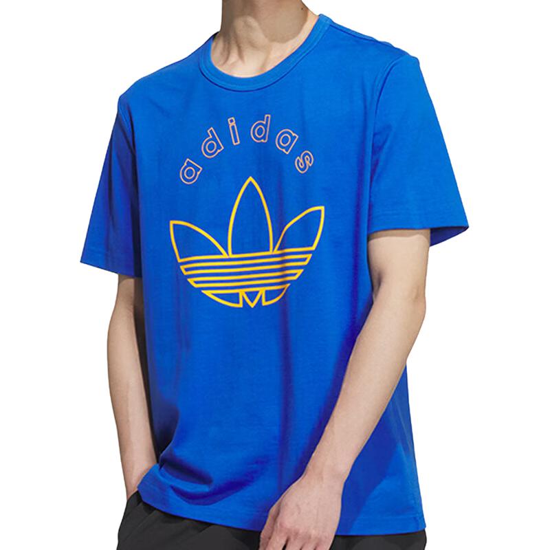 adidas Original Logo Printed T-Shirt Asia Sizing 'Blue Yellow' JD1577
