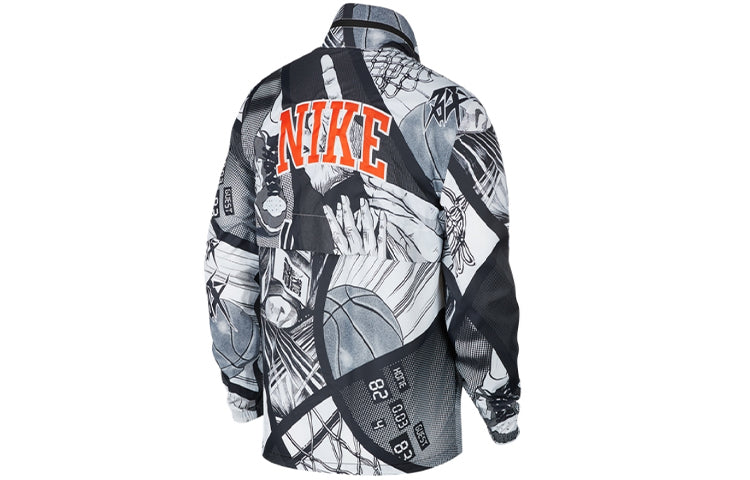 Nike Sportwear Basketball Printing Woven Jacket Black CI9083-010