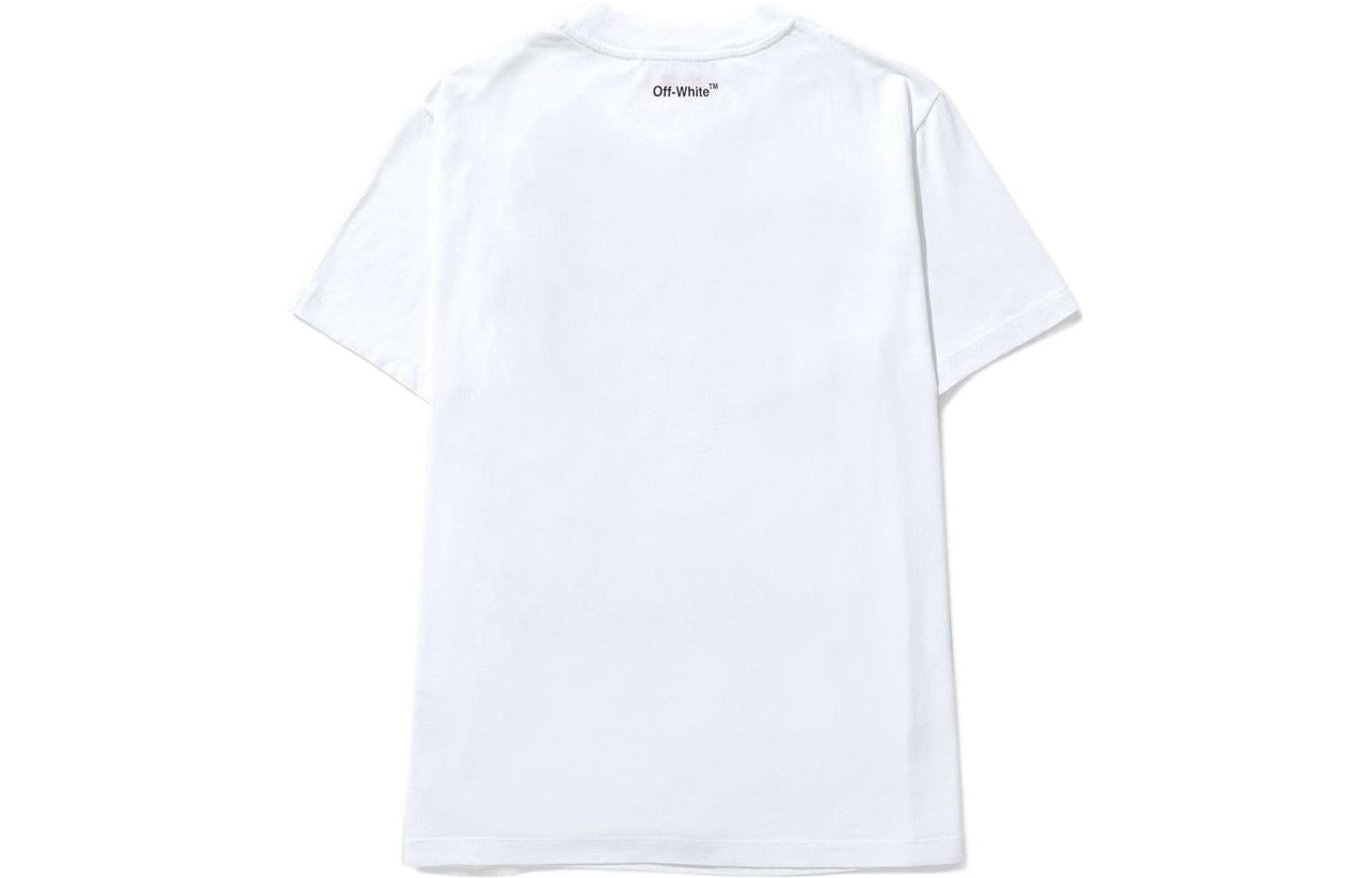 Men's Off-White SS22 Elizabeth Printing Round Neck Pullover Short Sleeve White T-Shirt OMAA038C99JER0020145