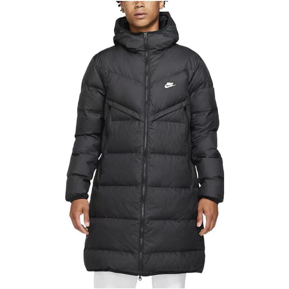 Nike Logo Mid-Length Sports Hooded Down Jacket 'Black' DD6788-010