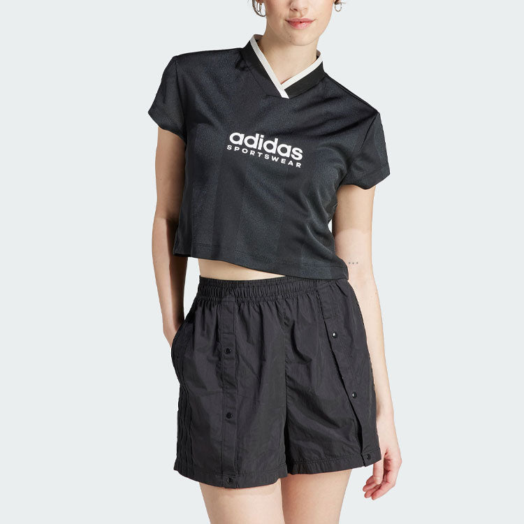 (WMNS) adidas Tiro Colorblock Crop T-Shirt 'Black' IB4758