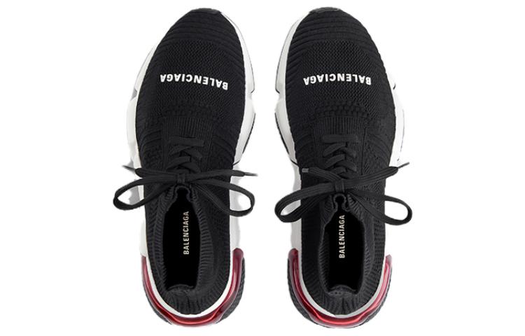 (WMNS) Balenciaga Speed 1.0 Lace Up Sneakers 'Black White with Clear Sole Red' 617217W05GG1014