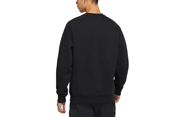 Men's Nike AF-1 Pattern Splicing Fleece Knit Round Neck Pullover Black DD6516-010