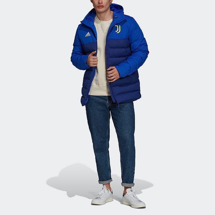adidas Zipper hooded Colorblock Down Jacket Blue GR2903