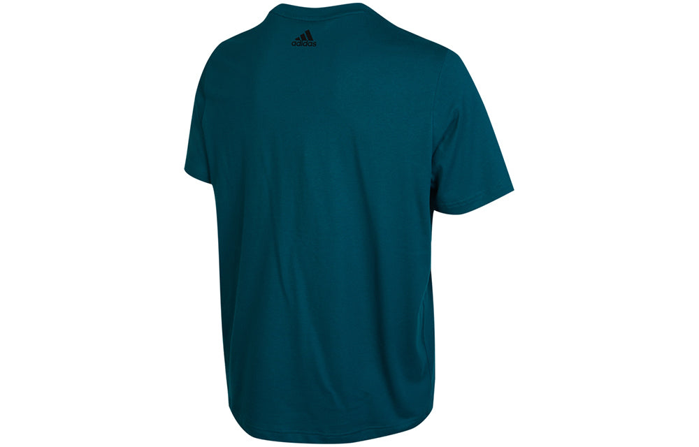 adidas SS22 Solid Color Large Logo Round Neck Casual Sports Short Sleeve Malachite Green HE9920