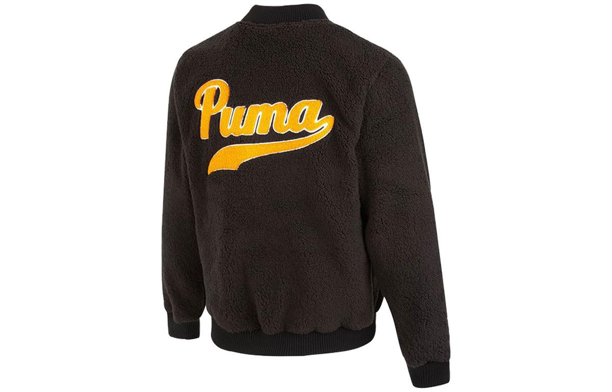 PUMA Logo Sherpa Baseball Jacket 'Black' 536182-01
