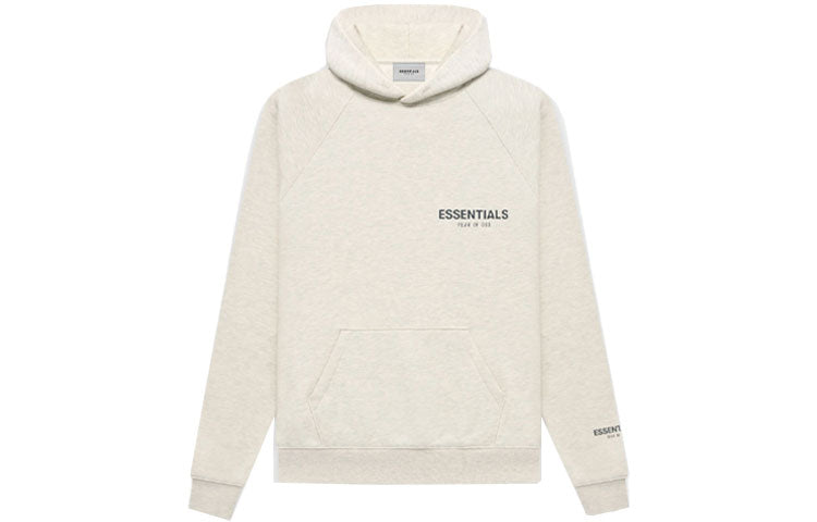 هودي "Light Heather Oatmeal" من Fear of God Essentials لخريف وشتاء 2021 من المجموعة الأساسية FOG-FW21-167