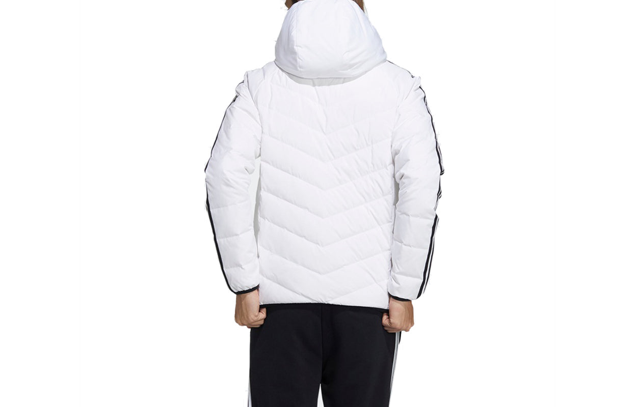 Men's adidas neo 3s Lw Down Jk Logo Printing Stay Warm Hooded Sports With Down Feather White Jacket H45253