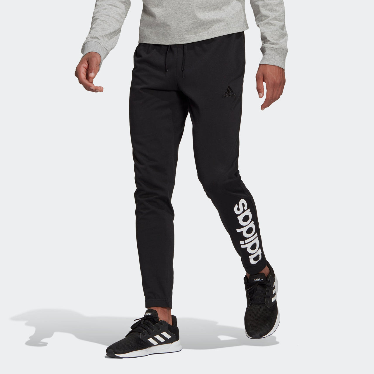adidas M Lin Sj Te Pt Logo Printing Sports Training Cone Long Pants Black GK8827