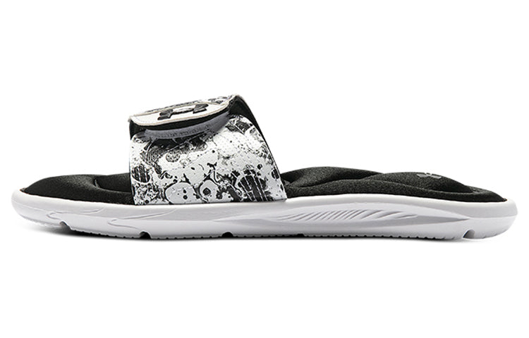 (WMNS) Under Armour Ignite 6 Graphic Strap Slide 'Black White' 3024453-002