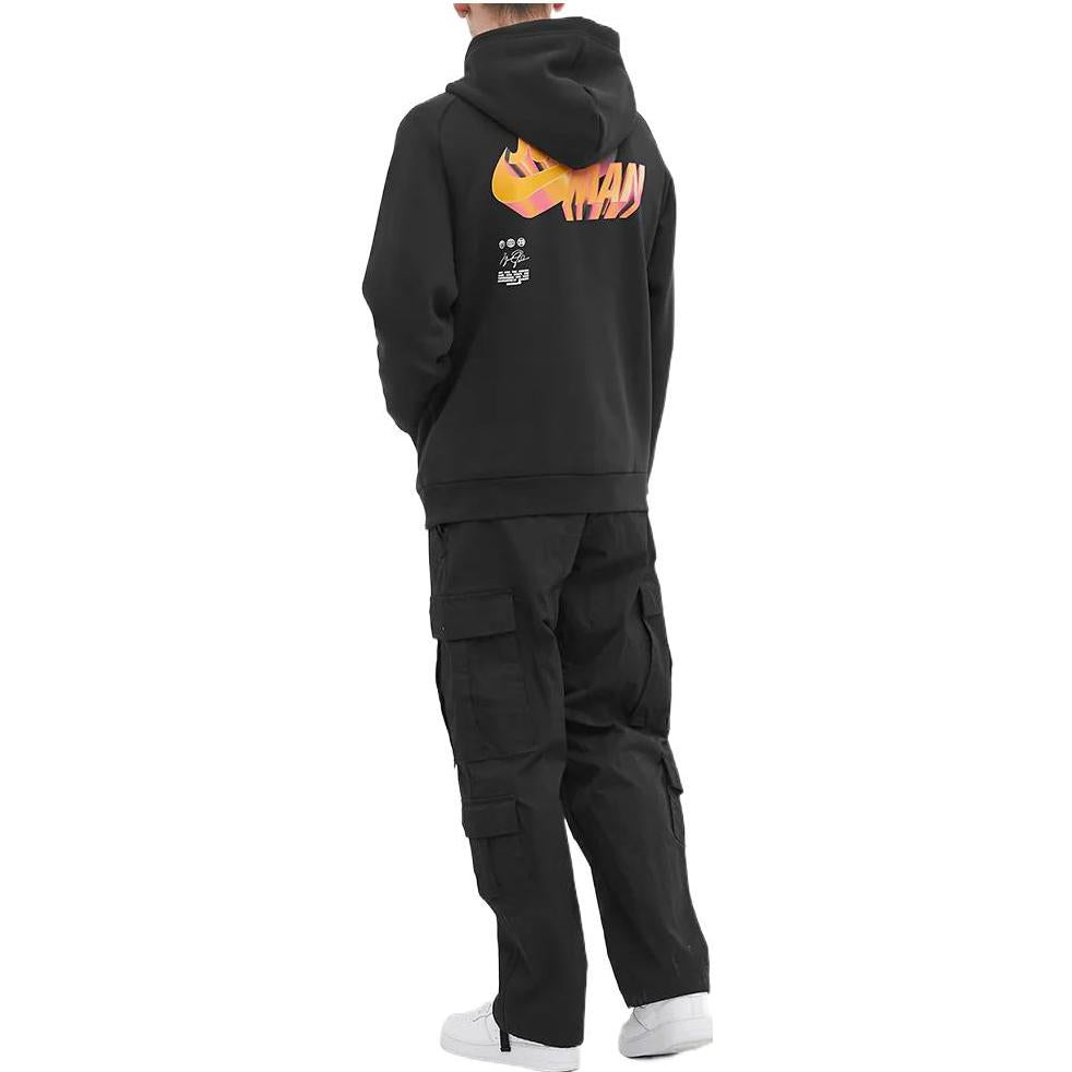 Men's Air Jordan Logo Printing Drawstring Hooded Pullover Long Sleeves Black DJ0258-010