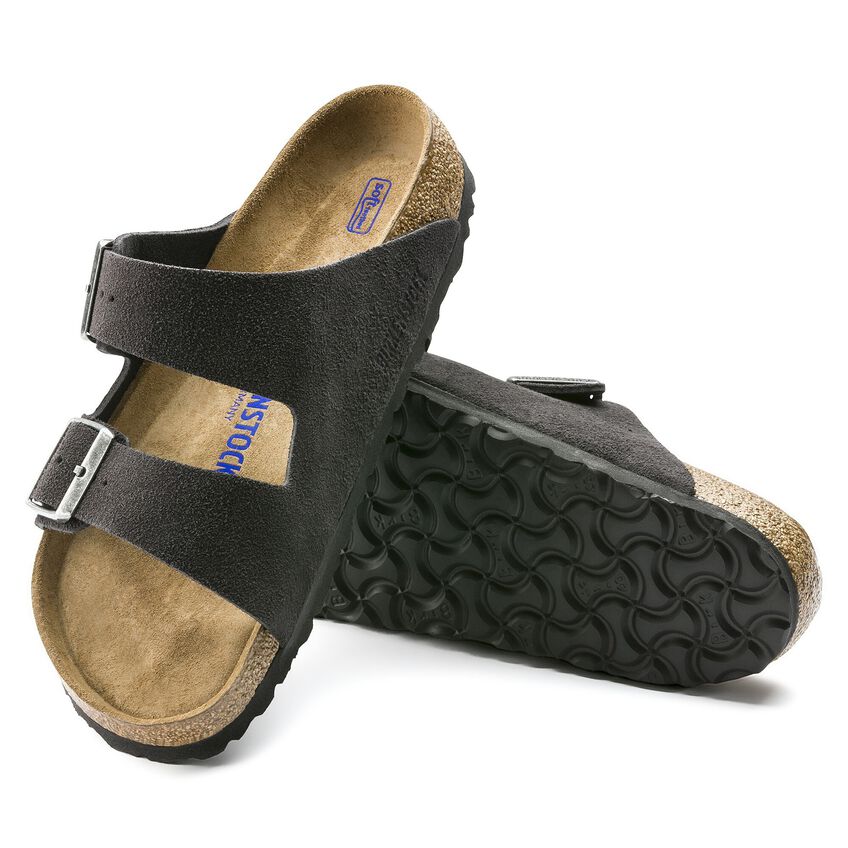Birkenstock Arizona Soft Footbed Suede Leather Narrow Fit Sandals 'Velvet Gray' 0552323