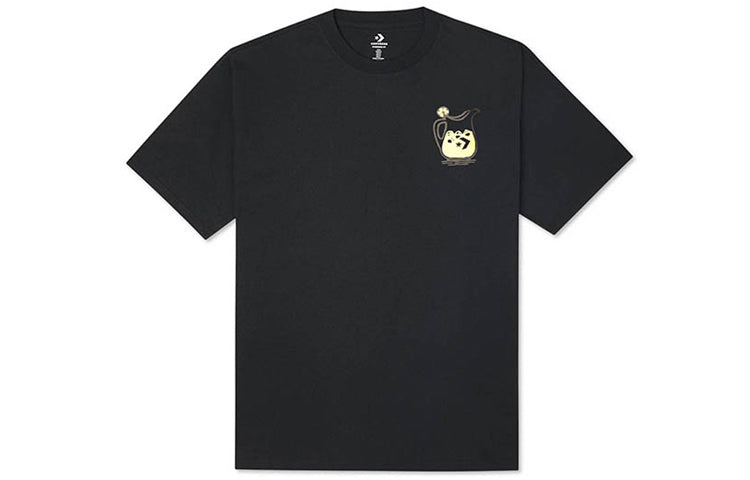 Men's Converse Printing Loose Sports Round Neck Short Sleeve Black 10022047-A01