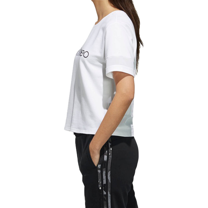 (WMNS) adidas neo SWEAT HD SS Sports Round-neck White DZ7615