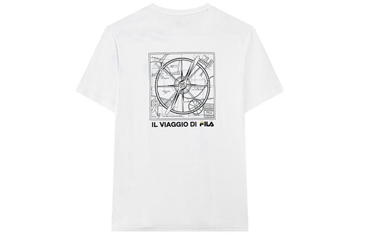 FILA Funny Logo Printing Sports Round Neck Short Sleeve White F11M138151F-WT