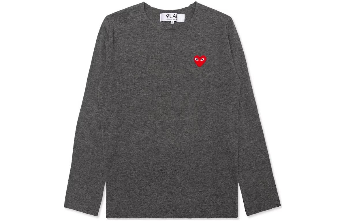 COMME des GARCONS PLAY L/S Basic T-Shirt Red Emblem 'Grey' AZ-N068-051-3