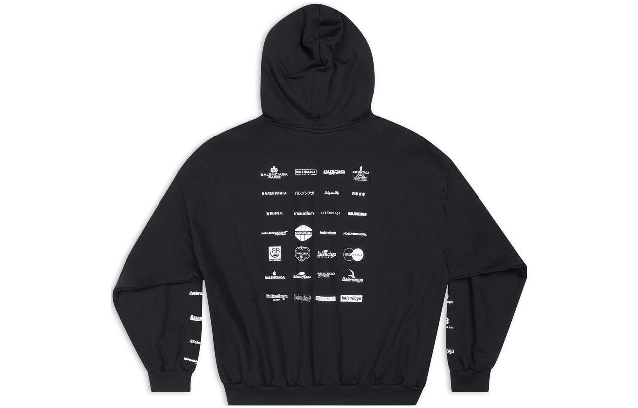 Balenciaga Archives Logos Hoodie 'Black' 726241TNVQ81070