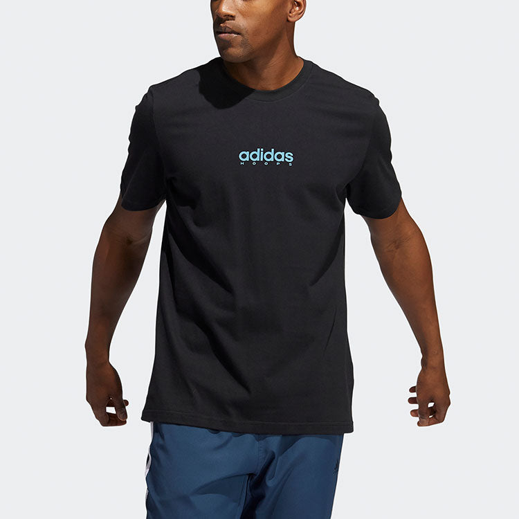 adidas Swish Tee Alphabet Printing Basketball Sports Short Sleeve Black GN5119