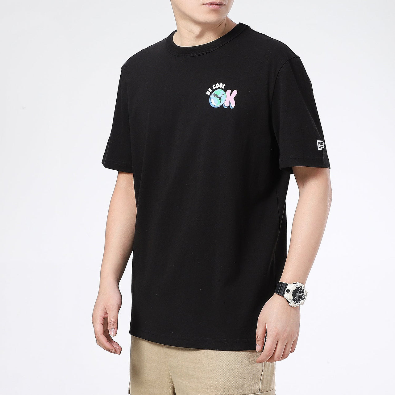 PUMA Downtown Graphic Tee 'Black Blue Pink' 531335-01