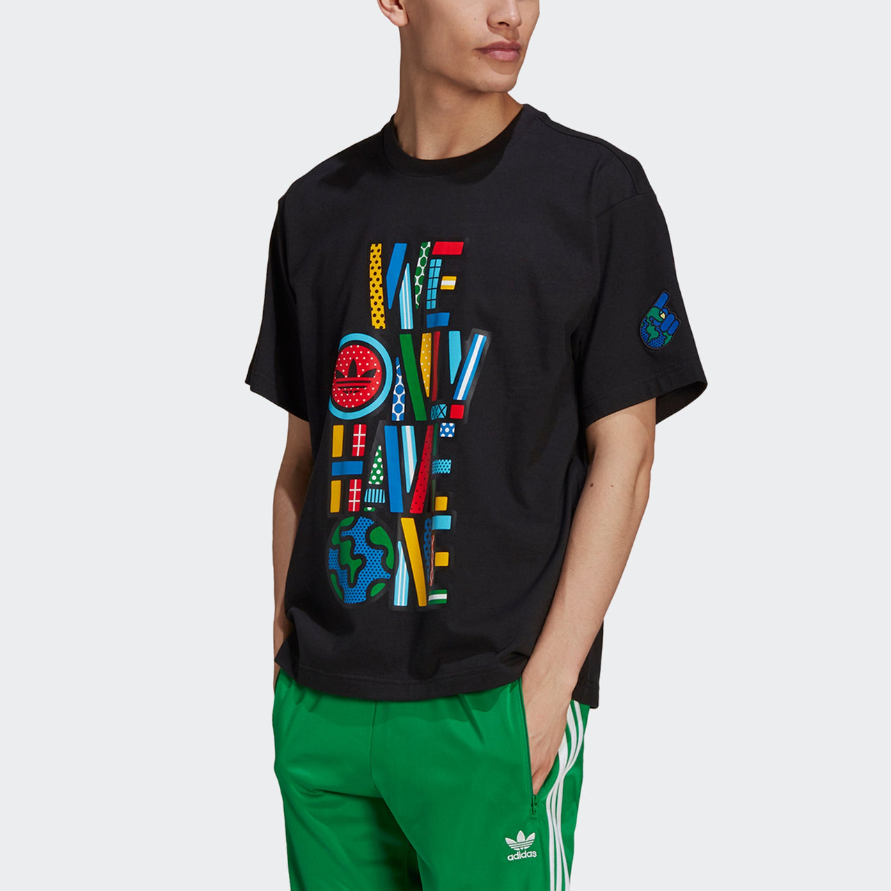 adidas originals Artist Tee Ss Colours Letter Printing Causual Sports Male Black HA4692