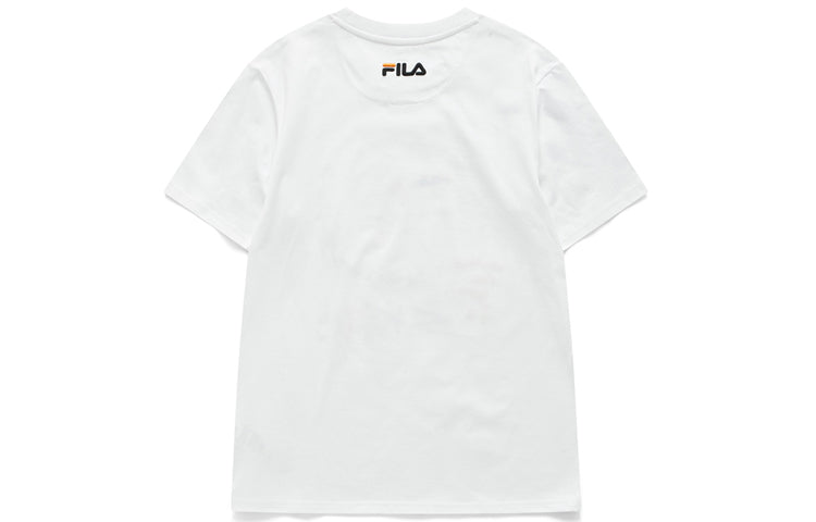 FILA FUSION Casual Sports Skateboard Pattern Printing Short Sleeve White T11M123103F-WT