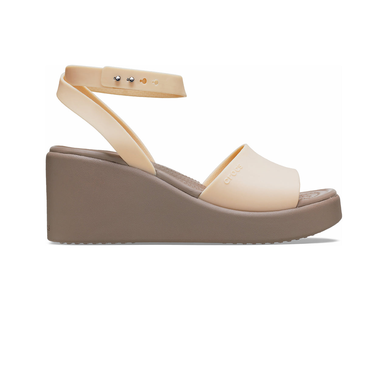 (WMNS) Crocs Brooklyn Ankle Strap Wedge Sandals 'Cream White Brown' 209406-2DS