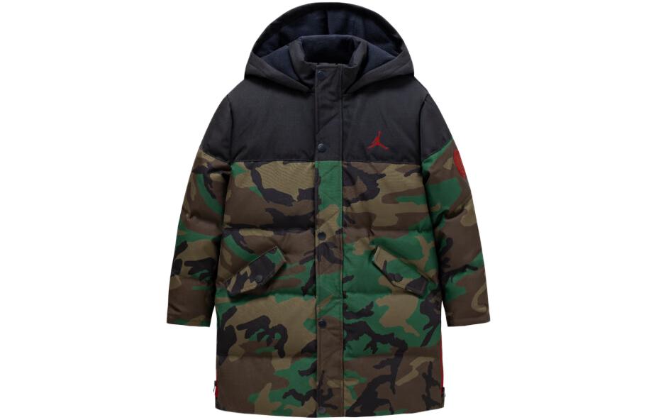 (GS) Air Jordan Fleece Long Down Jackets 'Camo Black' JD2142003GS-001