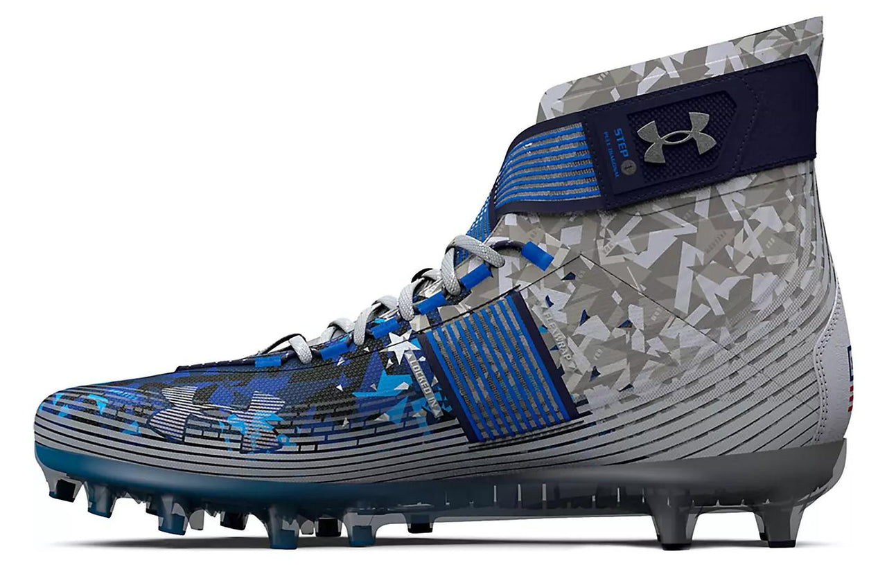 Under Armour Highlight MC LE USA Football Cleats 'Grey Blue Red' 3026340-100