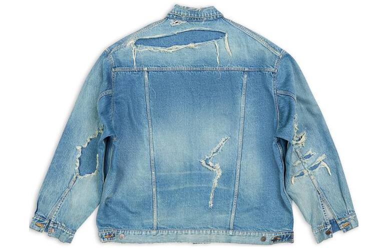 Balenciaga Destroyed Denim Jacket 'Blue' 727840TNW014268