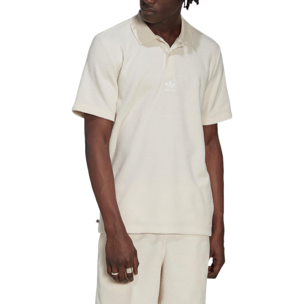Men's adidas originals Printing Brand Logo Solid Color Short Sleeve White Polo Shirt IB7723