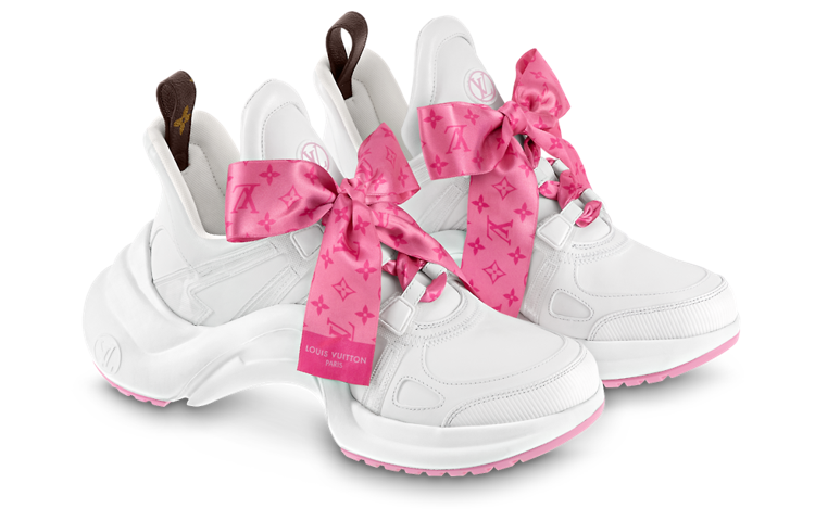 (WMNS) LOUIS VUITTON Archlight 1.0 Sneakers 'White with Pink Monogram Ribbon' 1AB42I