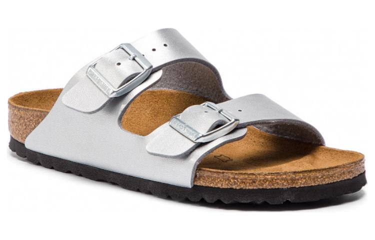 (WMNS) Birkenstock Arizona Birko-Flor Narrow Fit Sandals 'Silver' 1012283