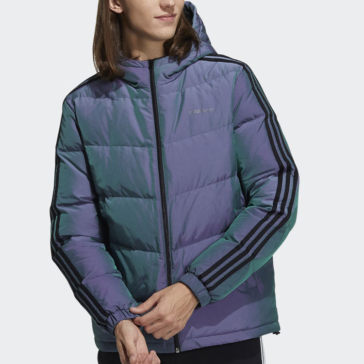 Men's adidas neo Colorful Sports Hooded With Down Feather Purple Jacket H45259