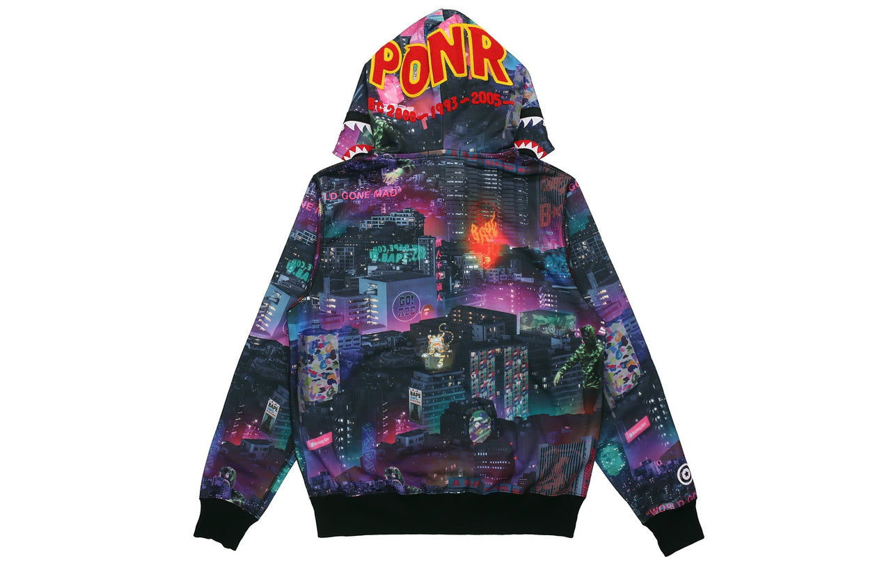 A Bathing Ape Shark Neon Tokyo Full Zip Hoodie 'Purple' 1G30-115-020