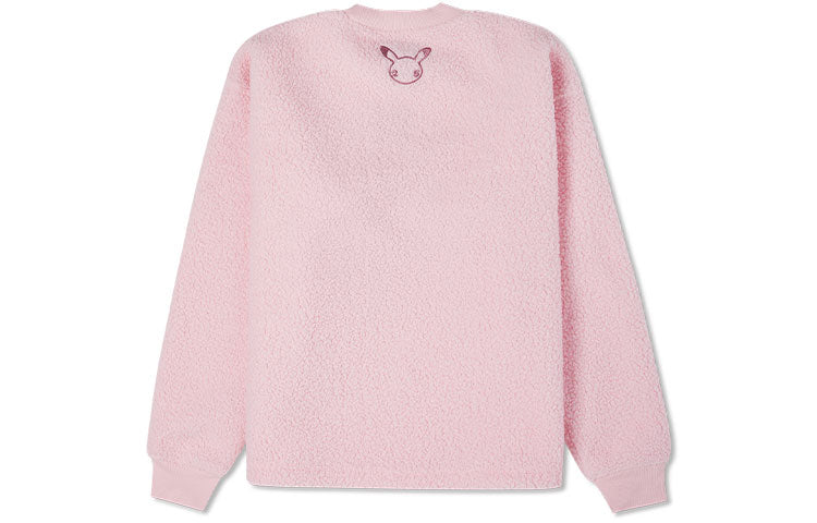 Converse x POKEMON Crossover Cartoon Embroidered Suede Round Neck Pullover Pink 10023902-660