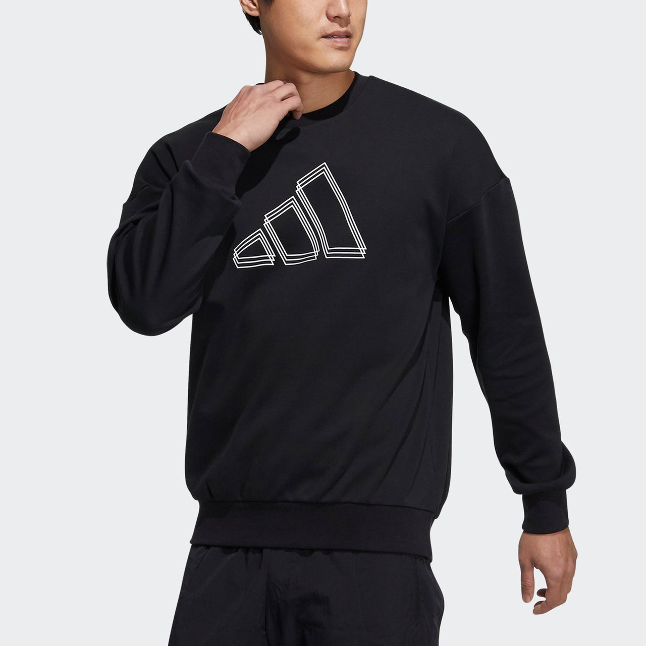Men's adidas St Logo Sweat Logo Printing Sports Round Neck Pullover Black H39359