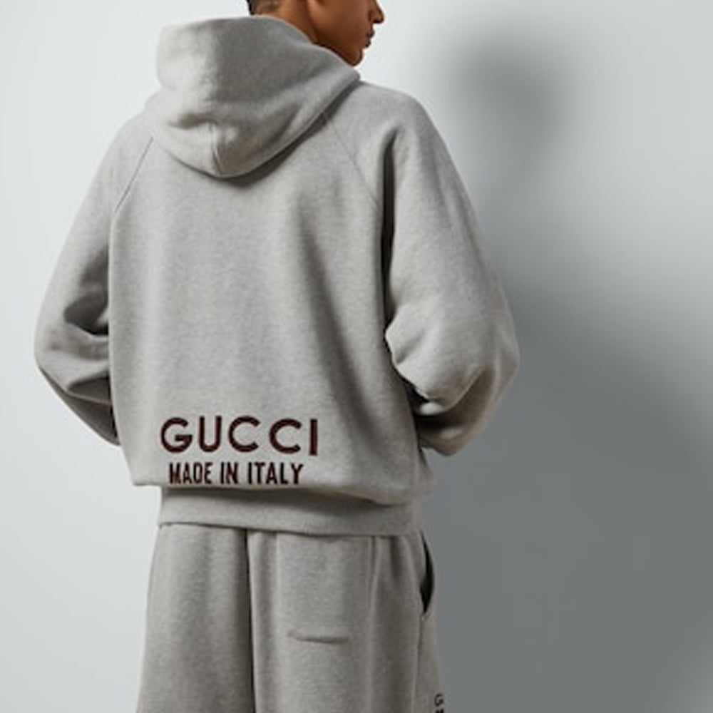 Gucci Cotton Hooded Sweatshirt With Print 'Grey' 768454-XJF3Y-1230