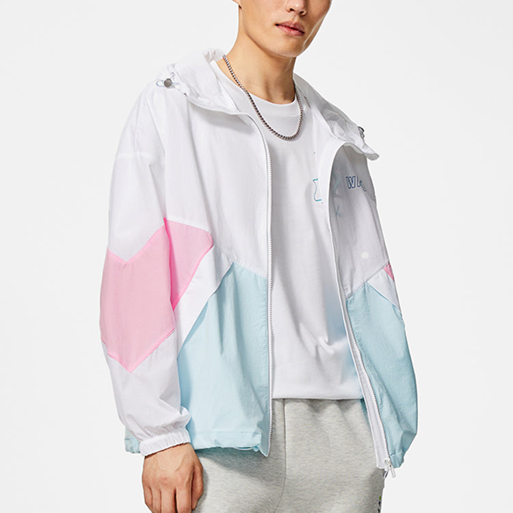 Li-Ning Way Of Wade Logo Color Block Hooded Jacket 'White Blue Pink' AFDSC41-3