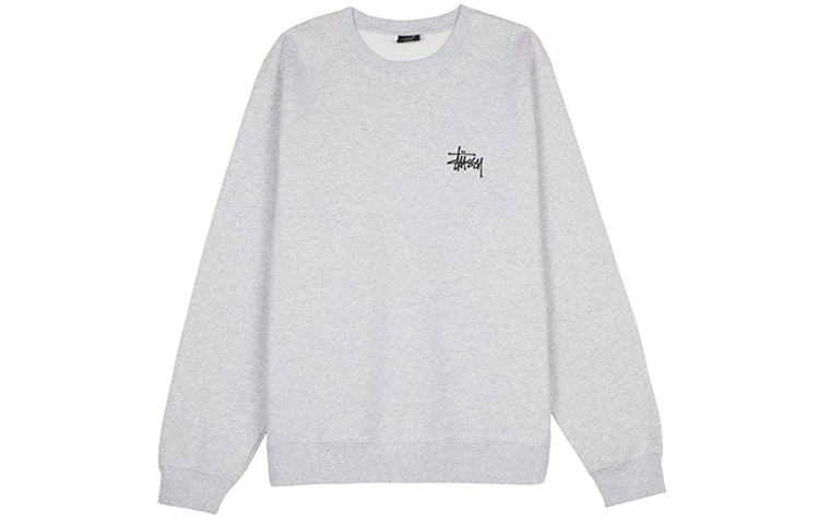 Men's Stussy Basic Back Large logo Round Neck Long Sleeves Gray 1914464ASHH