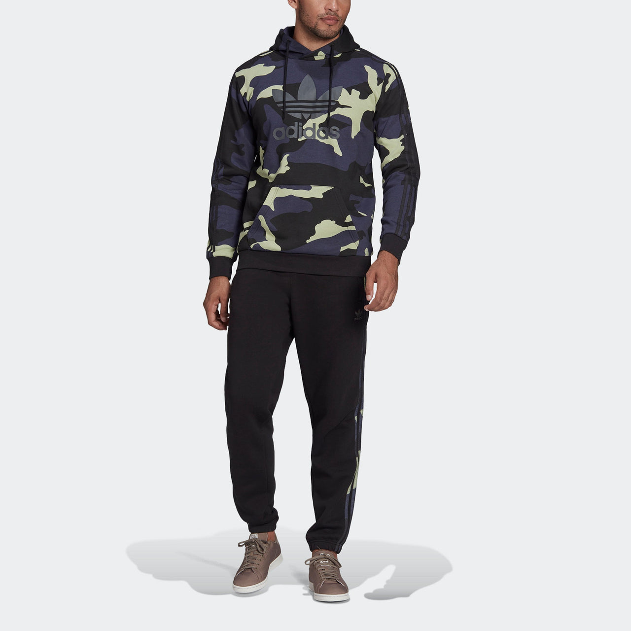 Men's adidas originals Camo Pants Side Elastic Waistband Sports Pants/Trousers/Joggers Black HF4878